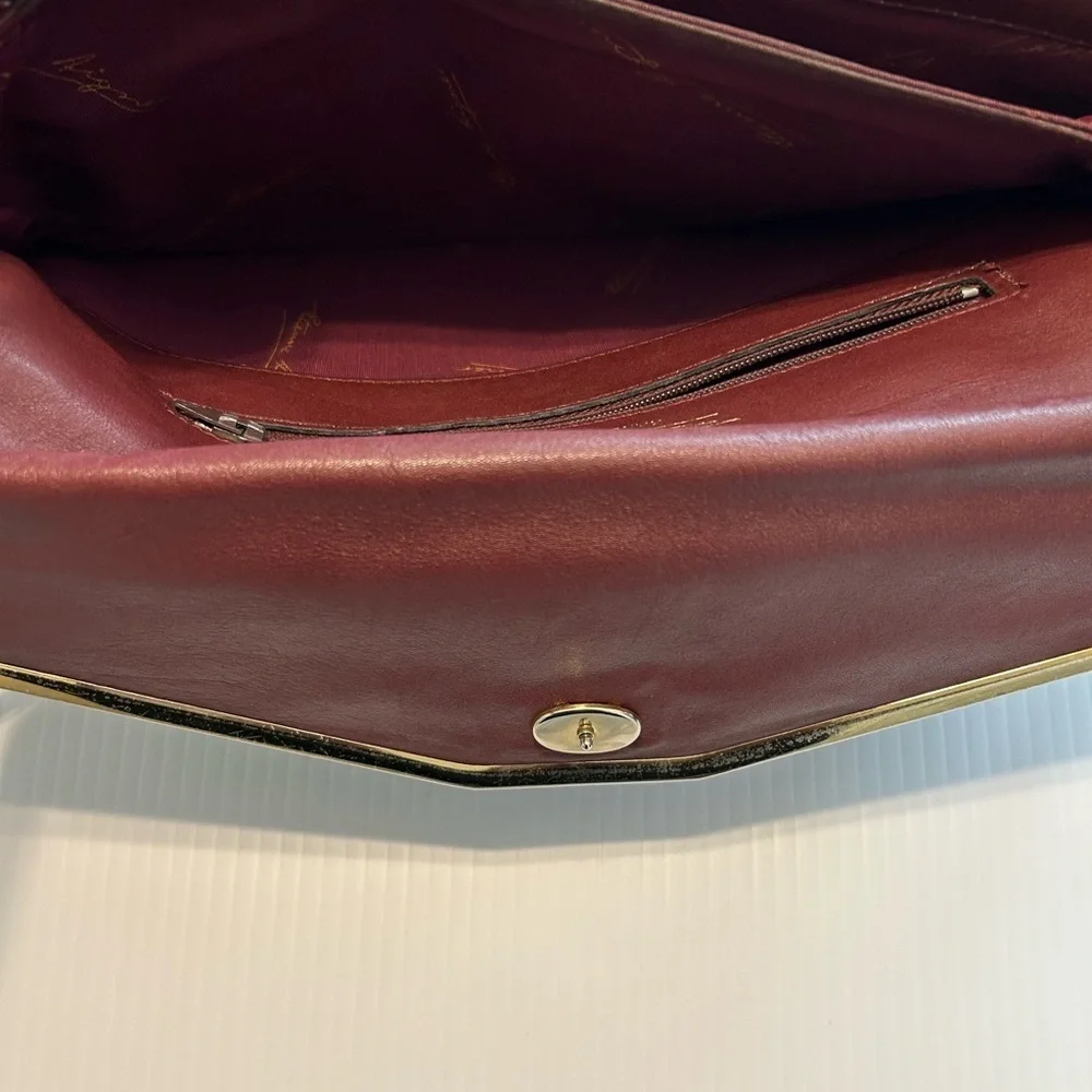 Etienne Aigner Vintage Burgundy Monogram Purse With Strap - Picture 7 of 12
